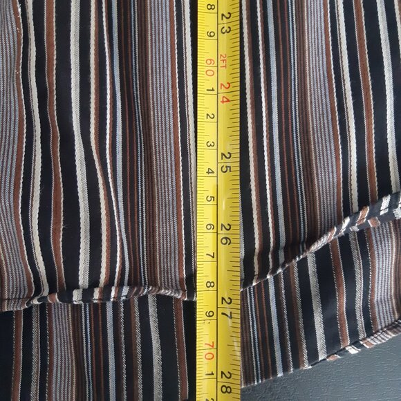 Denver Hayes SZ M Brown & Black Striped 100% Cotton Men's Button Up Shirt - Picture 12 of 13